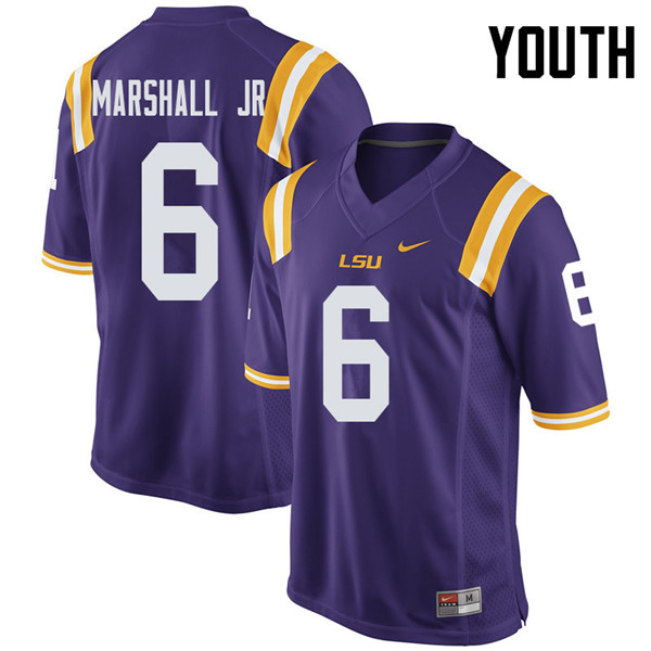 Youth #6 Terrace Marshall Jr. LSU Tigers College Football Jerseys Sale-Purple - Click Image to Close
